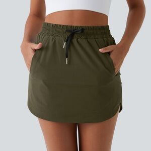 Halara Women's High Waisted Drawstring Pocket 2-in1 Curved Hem Mini Golf Skirt S